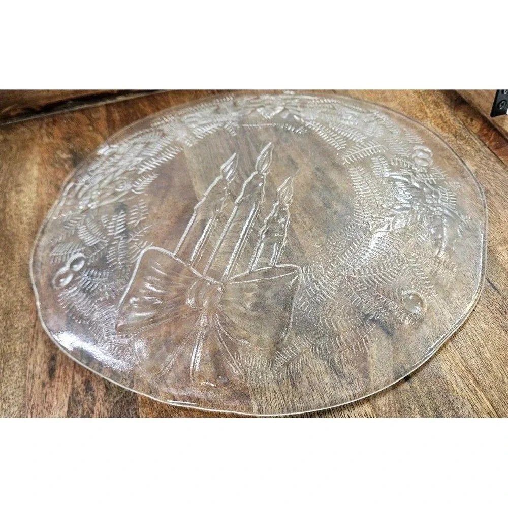 Vtg Pilgrim Glass Holiday Serving Platter‎ Christmas Dish ~12